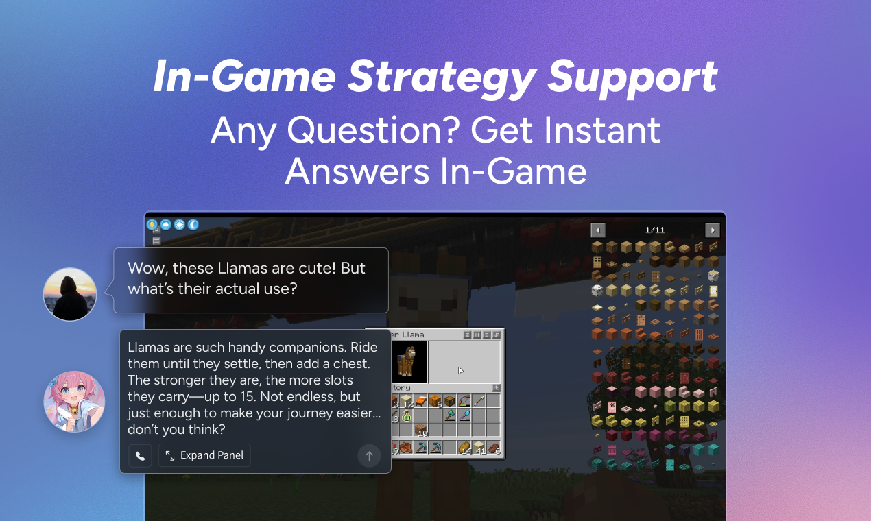 HakkoAI in-game strategy support interface providing instant answers to gameplay questions