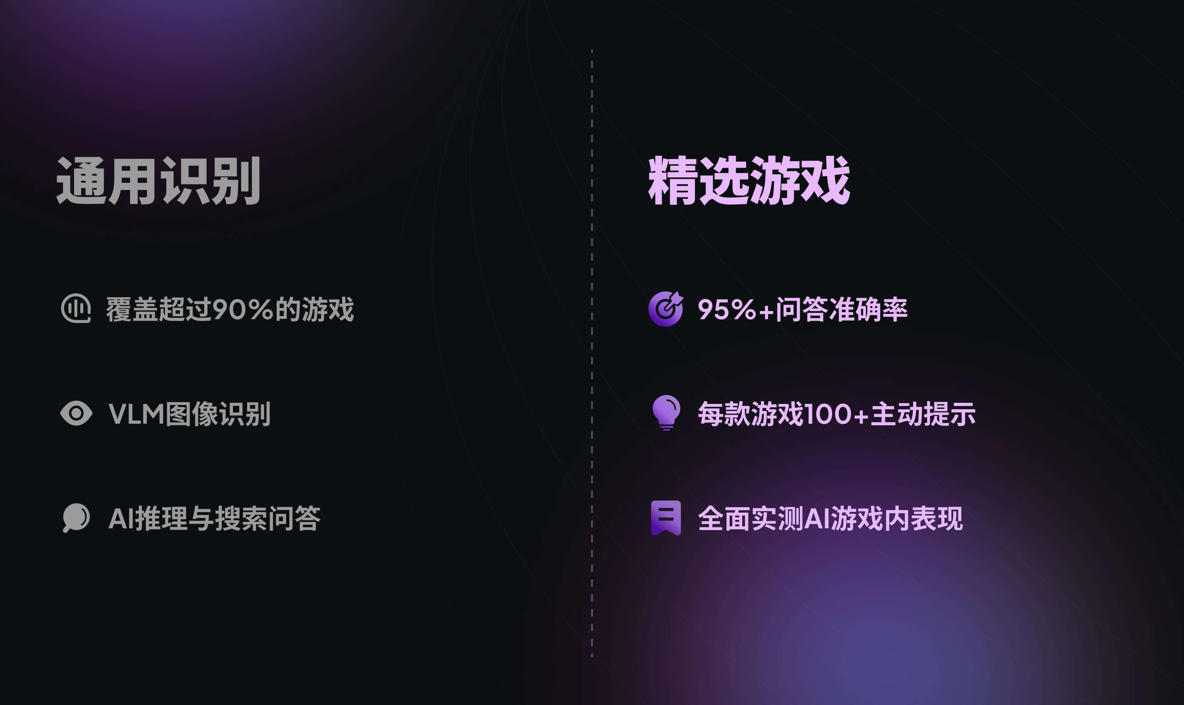 通用识别与精选游戏功能对比图