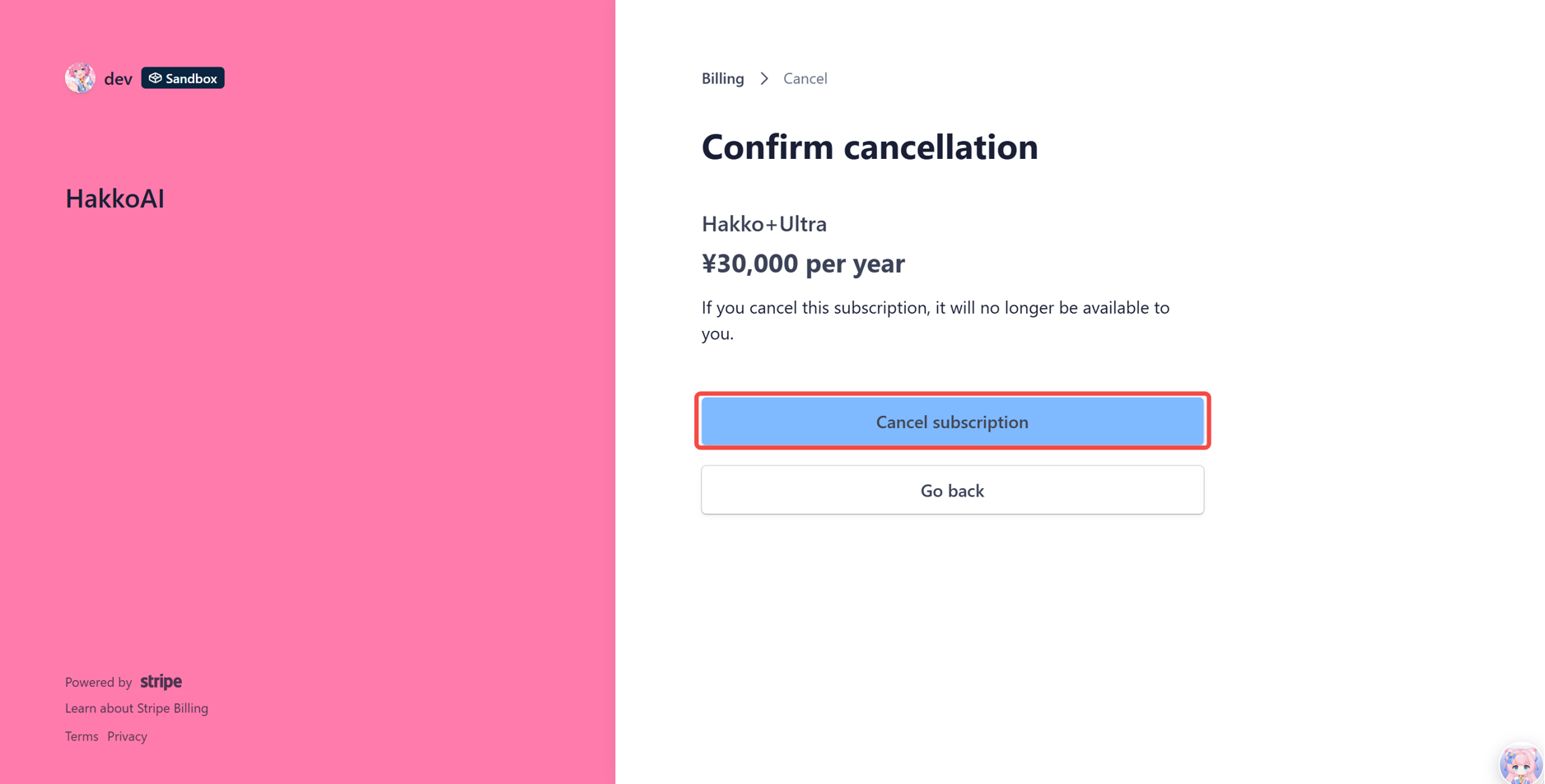 click the button to confirm